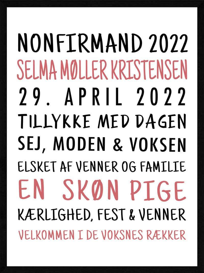 Nonfirmand Plakat Pige Version - Postersbyus Plakater
