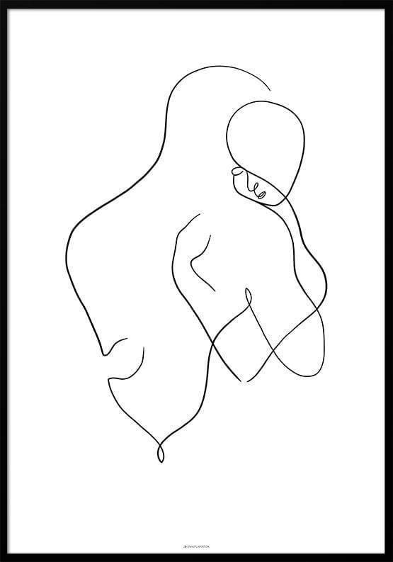 One Line Drawing Hug Plakat - Unikplakat.dk Plakater