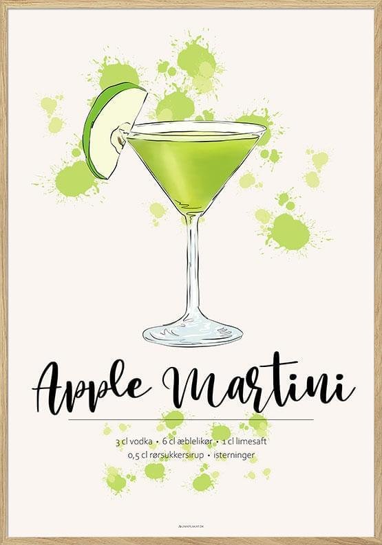 Apple Martini Opskrift Plakat - Unikplakat.dk Plakater