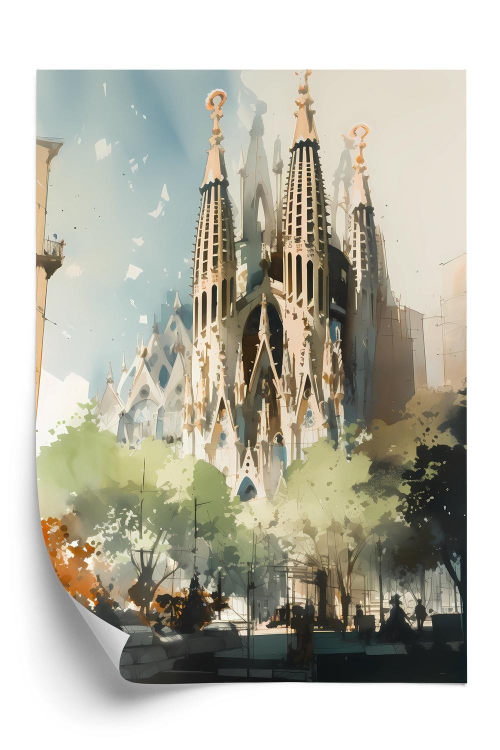 Plakat Abstrakt Illustration Sagrada Familia Kirken - Doboxa Plakater