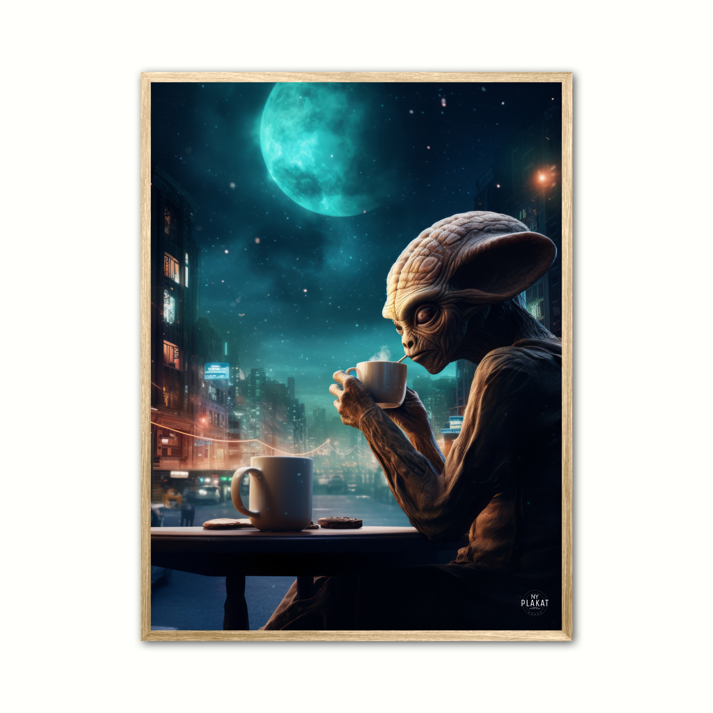Plakat Med Alien Med Kaffe - Ny Plakat Plakater