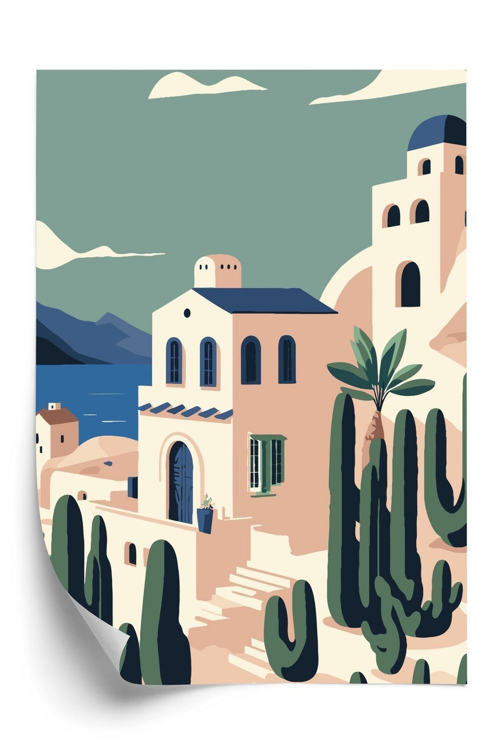 Plakat Arkitektur Vegetation øen Santorini - Doboxa Plakater