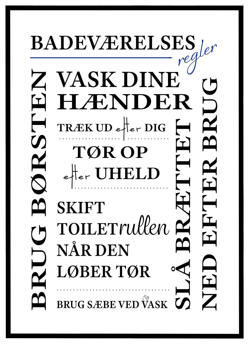 Plakat Badeværelsesregler - Plakater