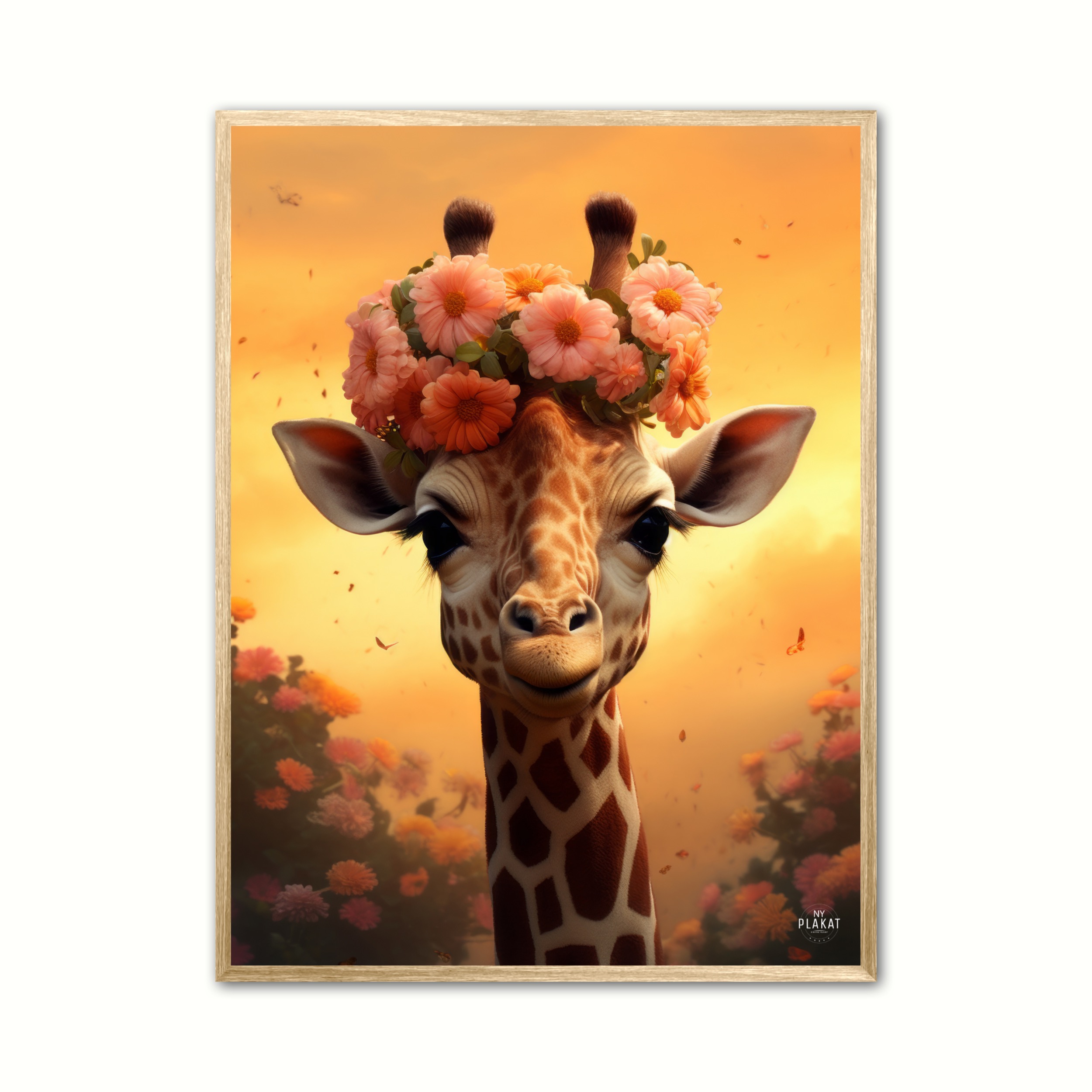 Plakat Med Giraffens Blomstermagi Giraf Plakat - Ny Plakat Plakater