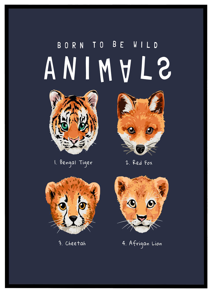 Plakat Born Wild Animals - Plakater