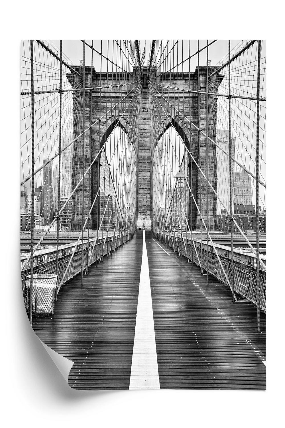 Hvid Plakat Brooklyn Suspension Bridge Sort Farver - Doboxa Plakater