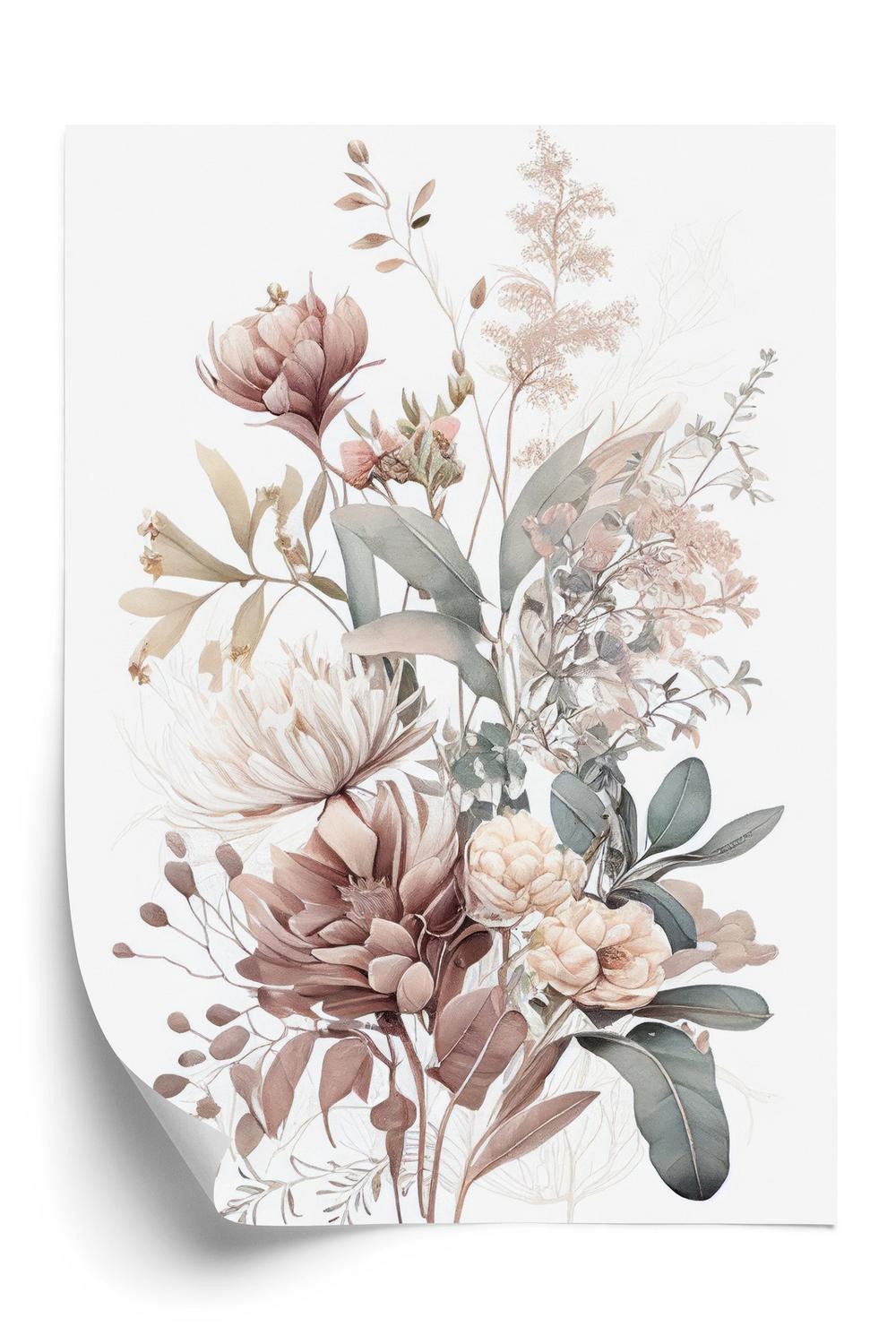 Plakat Buket Pastel Romantiske Blomster - Doboxa Plakater