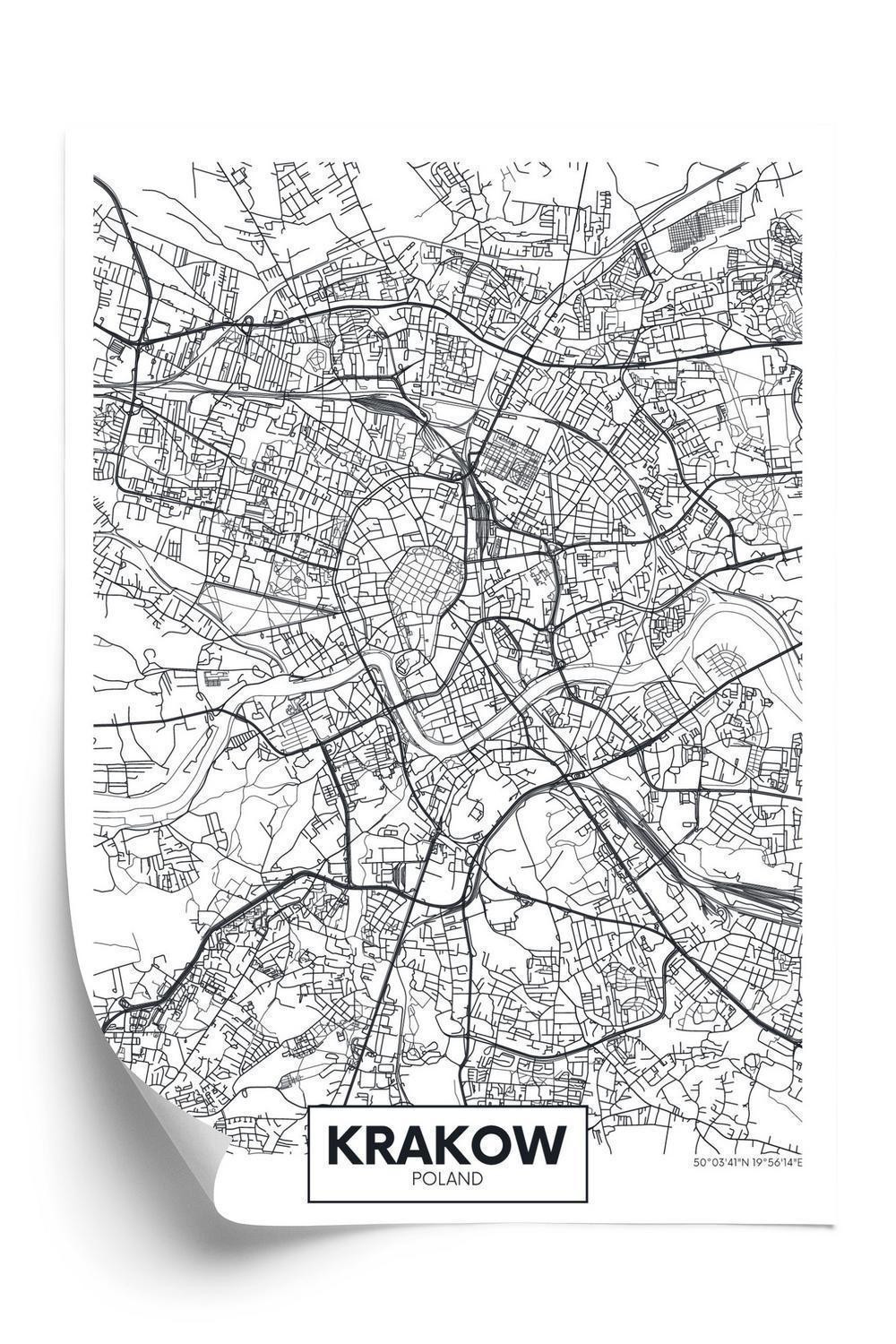 Plakat Bykort Krakow Rejseplakat Design - Doboxa Plakater