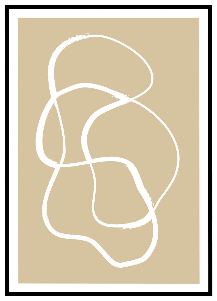 Plakat Dansende Linier Beige - Plakater