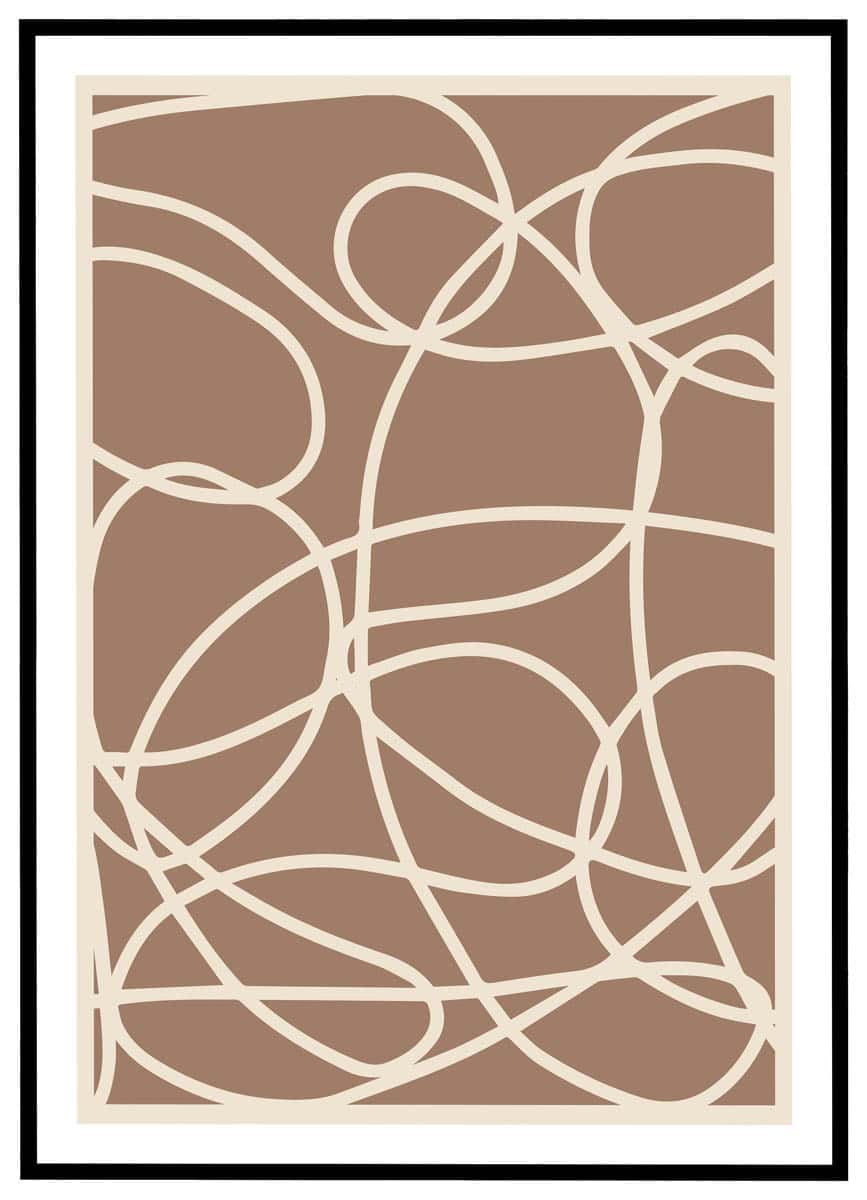 Plakat Dansende Linier Brun - Plakater