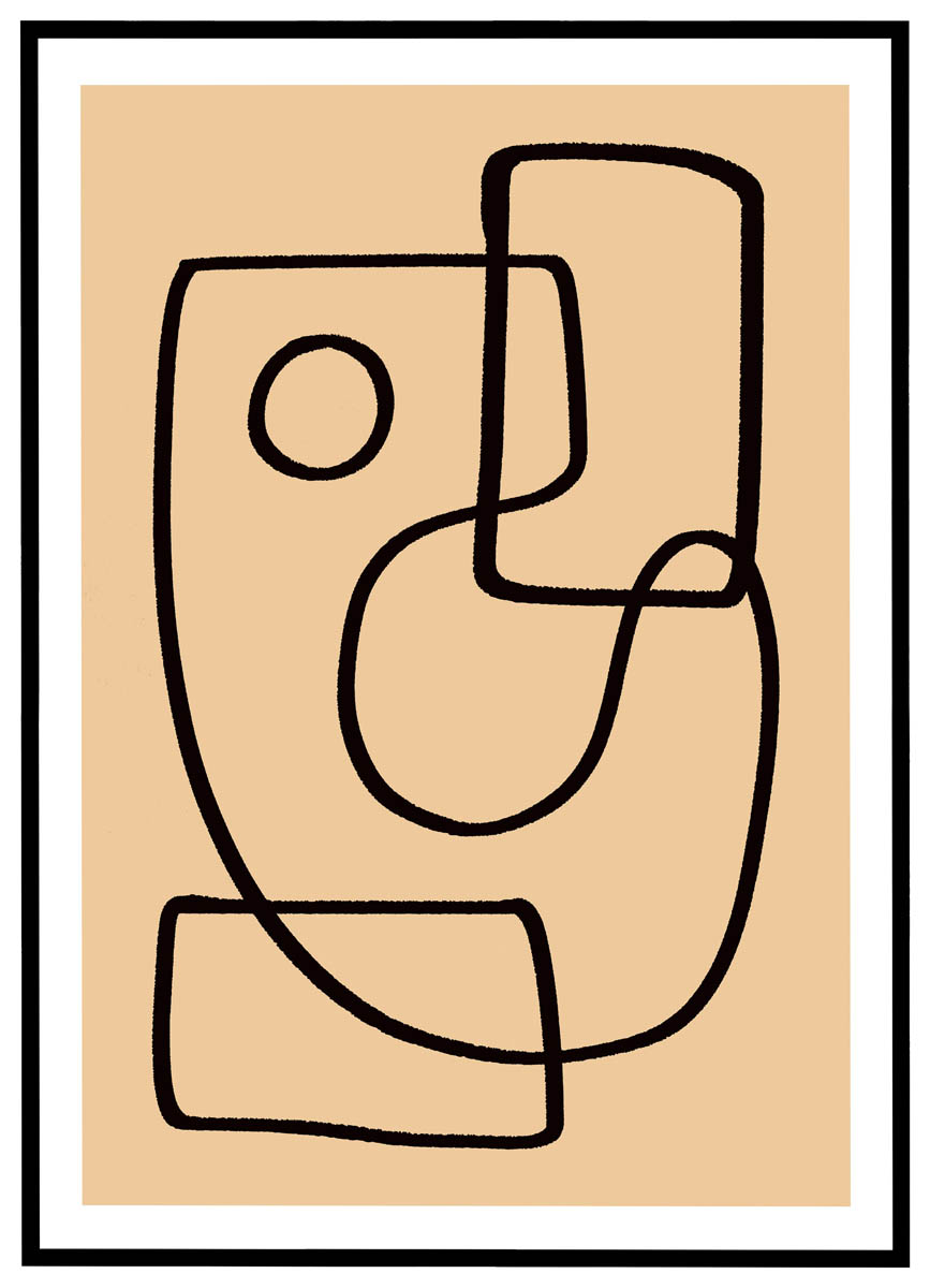 Plakat Dansende Linier Gul Beige - Plakater