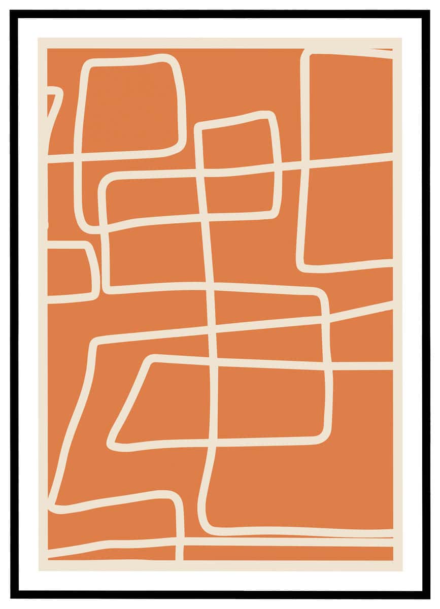 Plakat Dansende Linier Orange - Plakater