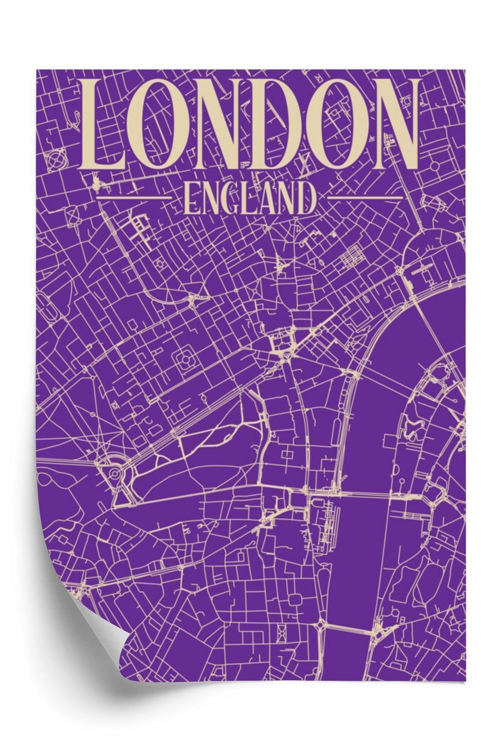 Plakat Det Centrale London Det Lilla Kort - Doboxa Plakater