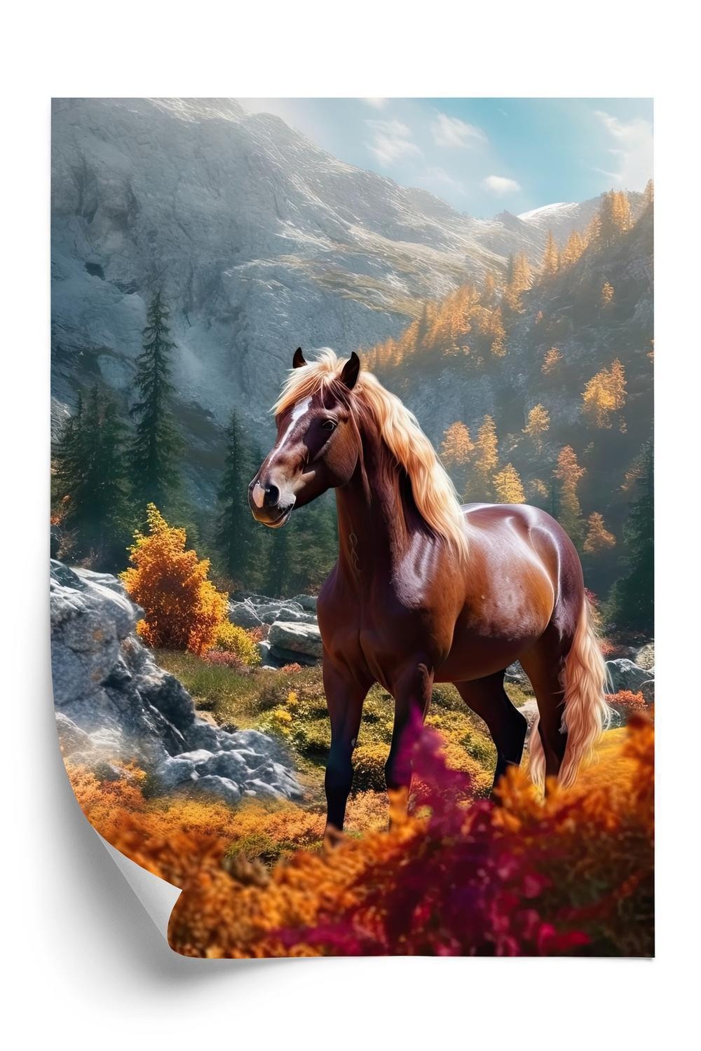 Plakat Efterårslandskab Med Hest - Doboxa Plakater