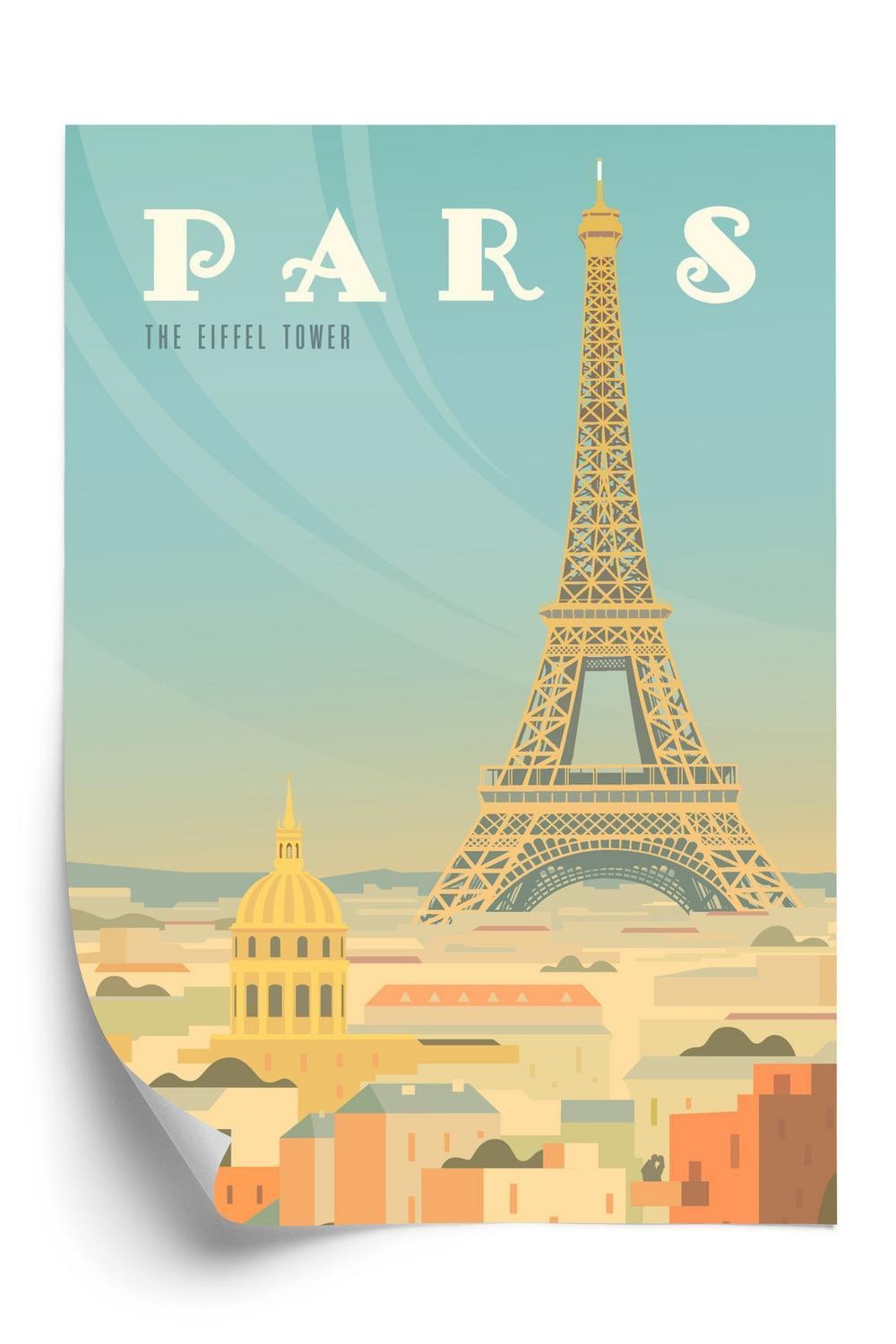 Plakat Eiffeltårnet Over Husene Paris - Doboxa Plakater
