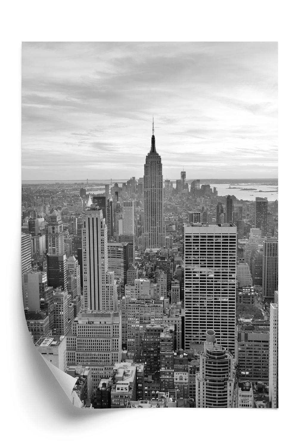 Hvid Plakat Empire State Building Sort T Landskab - Doboxa Plakater