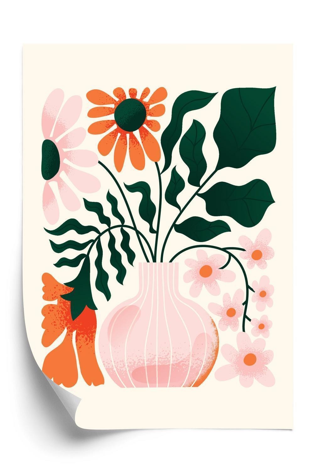 Plakat Buket Blomster Lyserød Vase - Doboxa Plakater