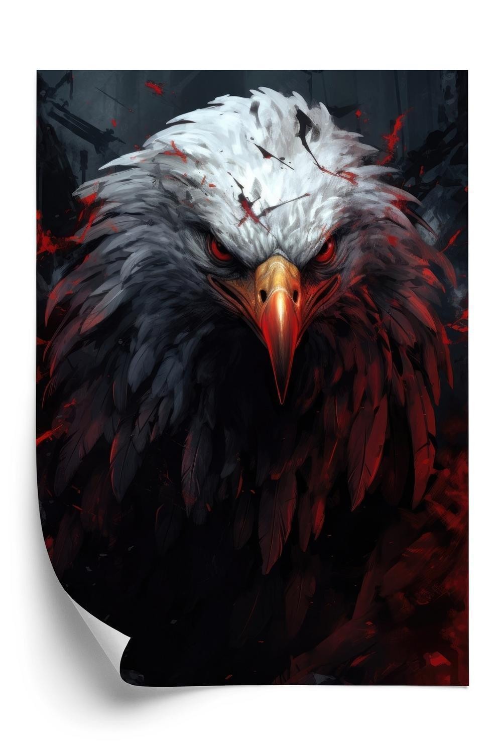 Plakat ørn Med Røde Sorte Fjer Med Truende Udseende - Doboxa Plakater