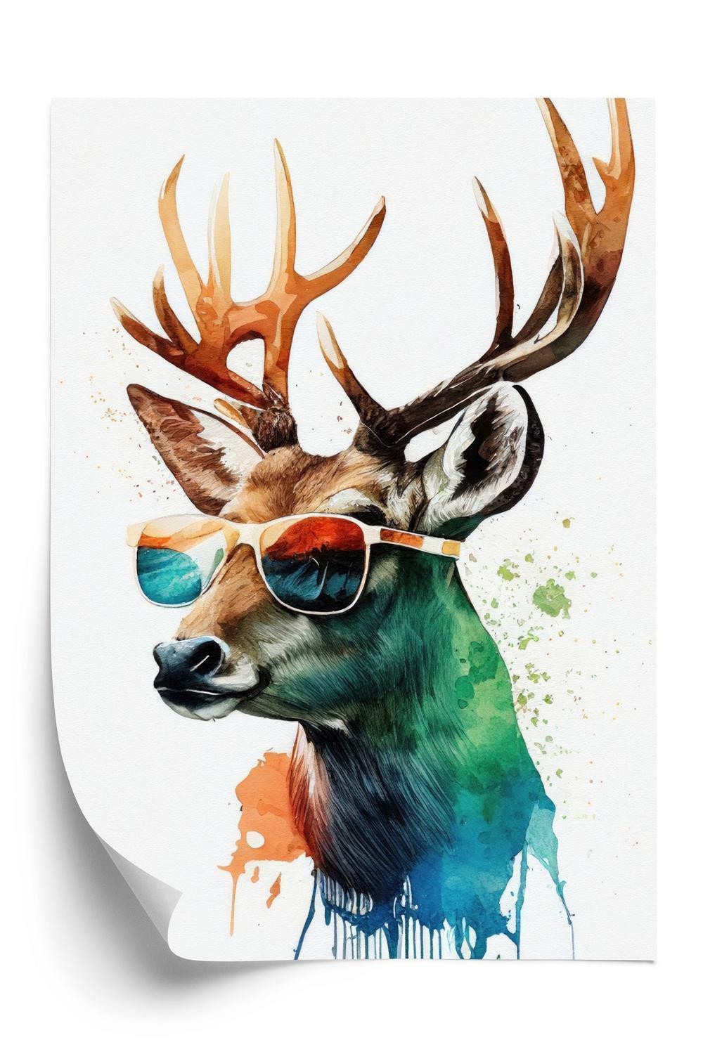 Plakat Forest Glade Style Hjorte Solbriller - Doboxa Plakater