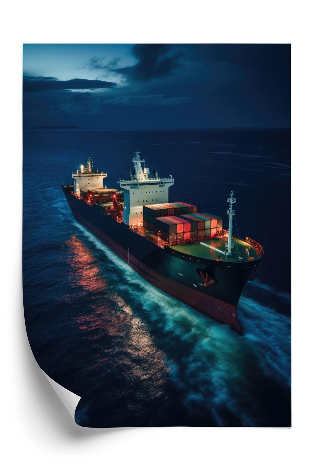 Plakat Fragtskib Havvand Natten - Doboxa Plakater