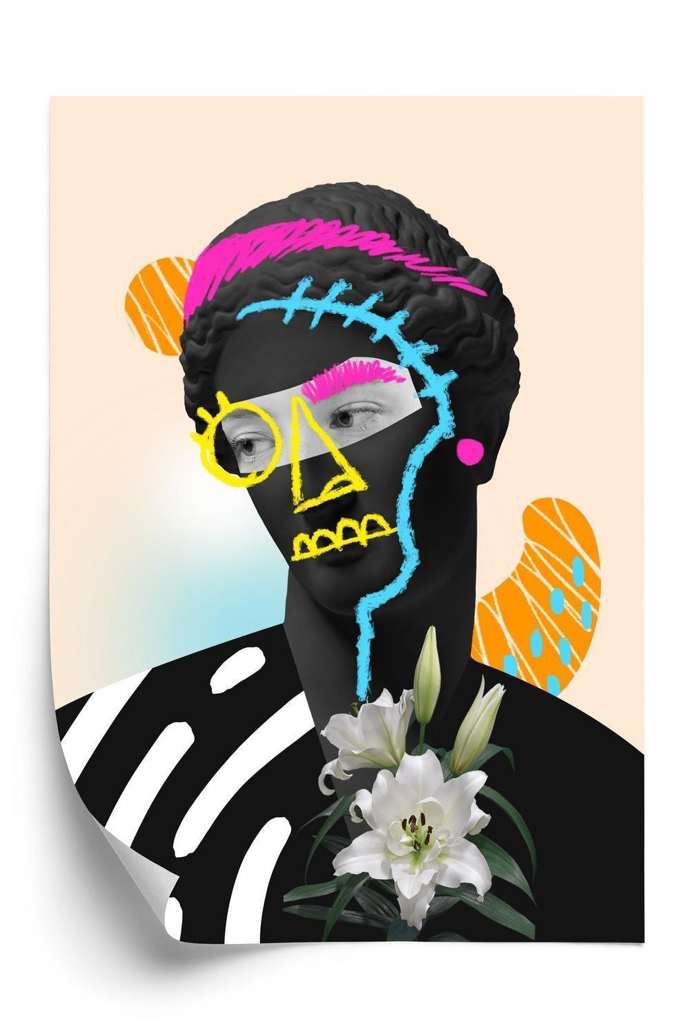 Plakat Gammel Skulptur Moderne Collage - Doboxa Plakater