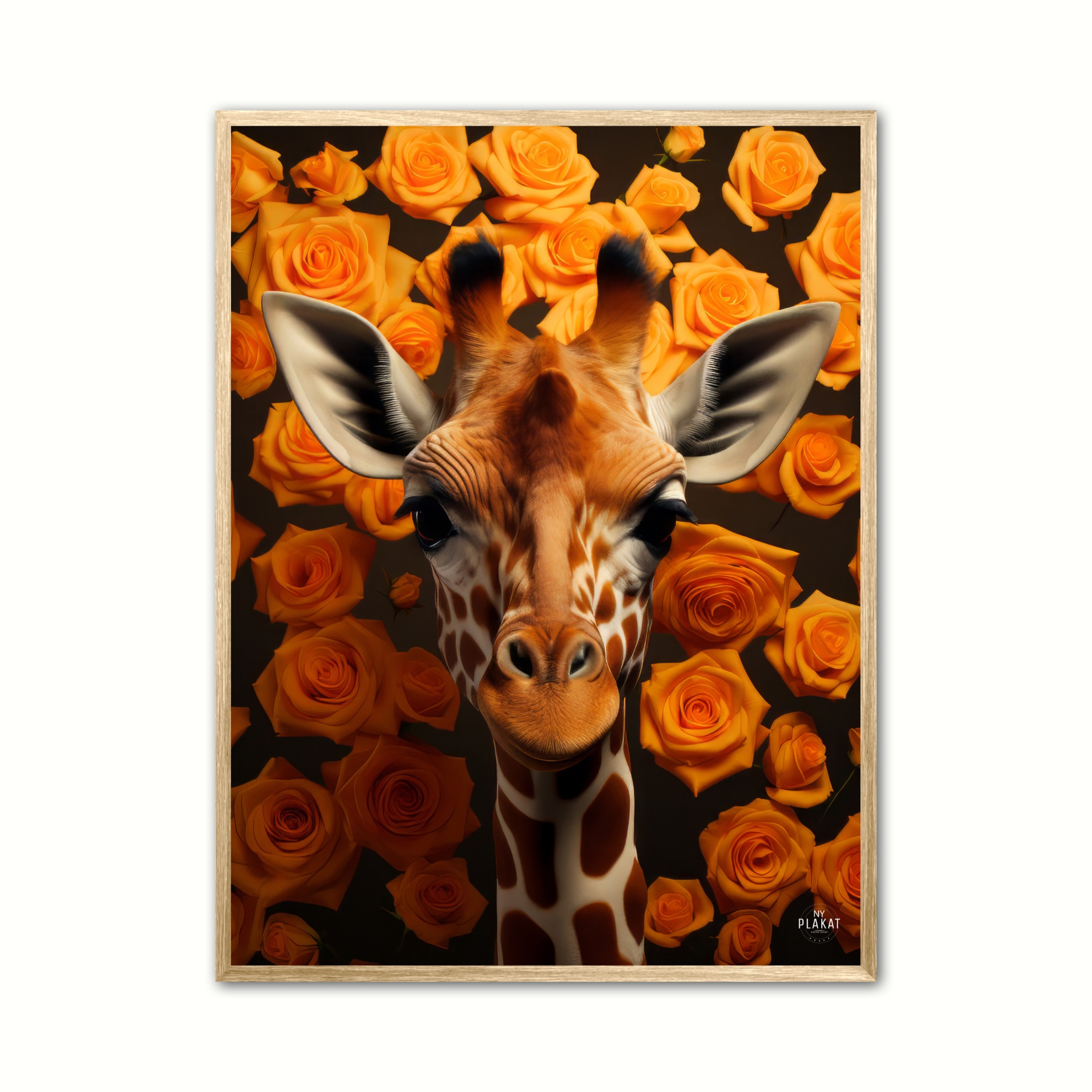 Plakat Med Orange Rosernes Giraf Giraf Plakat - Ny Plakat Plakater