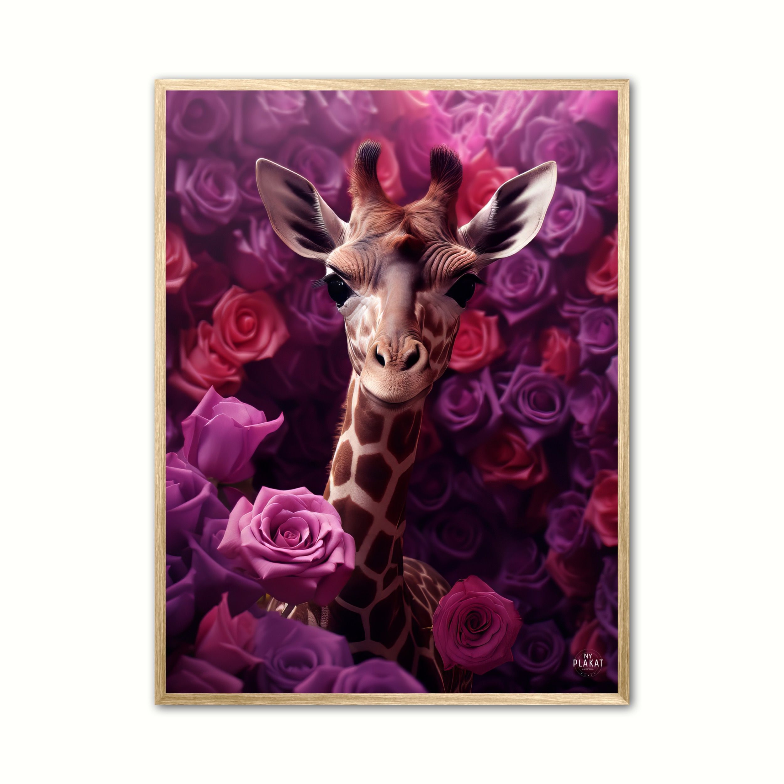 Plakat Med Giraffens Lilla Rosesymfoni Giraf Plakat - Ny Plakat Plakater