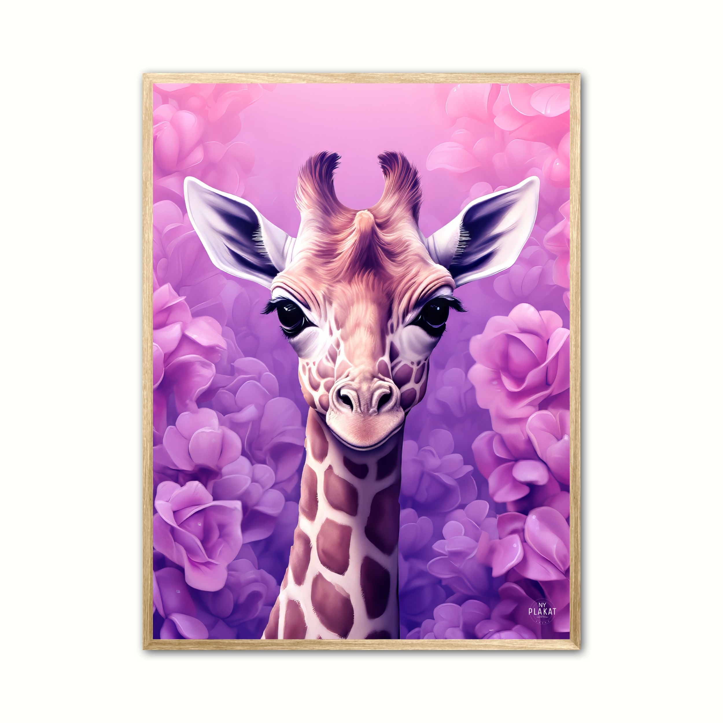 Plakat Med Giraffens Lilla Rosedrm Giraf Plakat - Ny Plakat Plakater