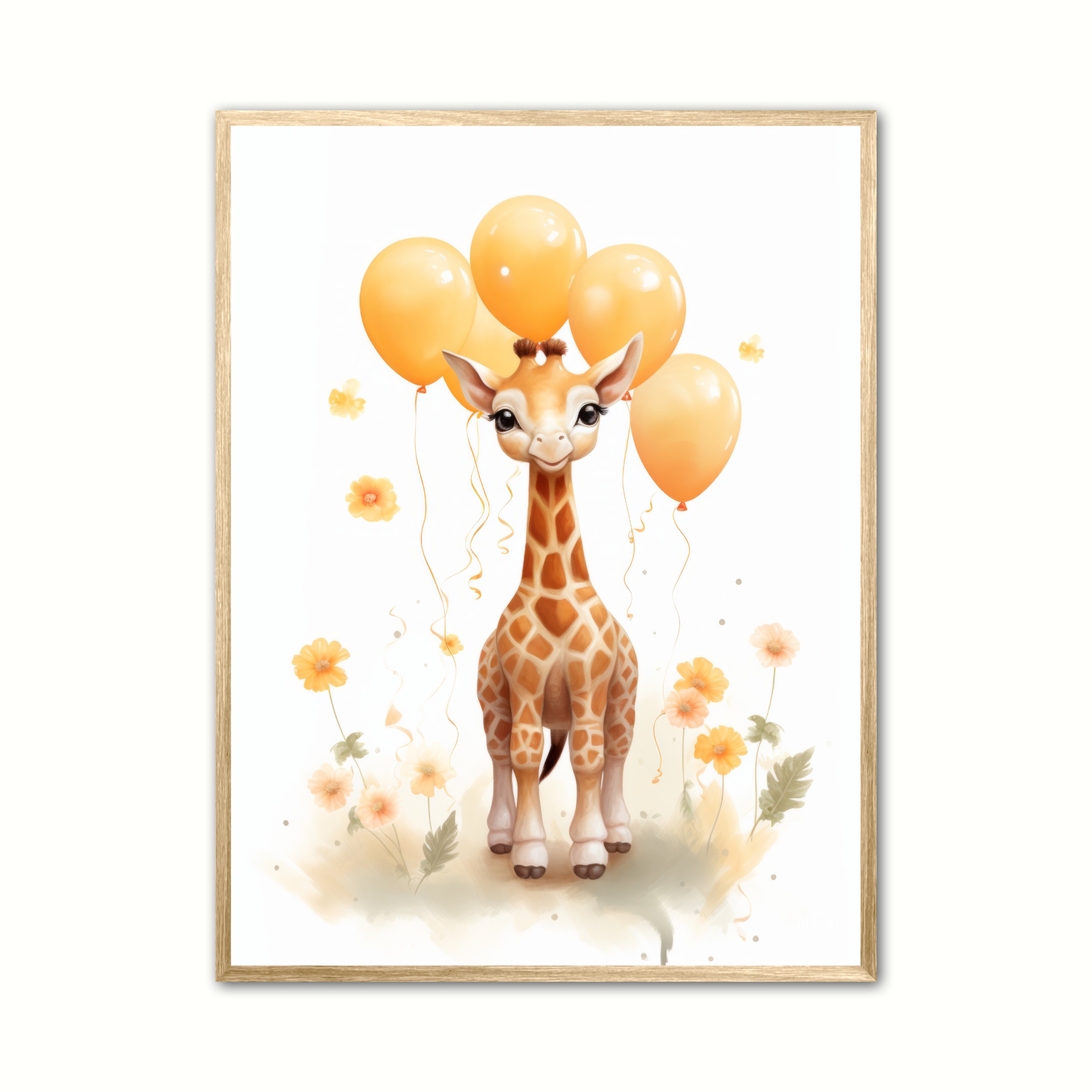 Plakat Med Giraf Med Orange Balloner Giraf Plakat - Ny Plakat Plakater