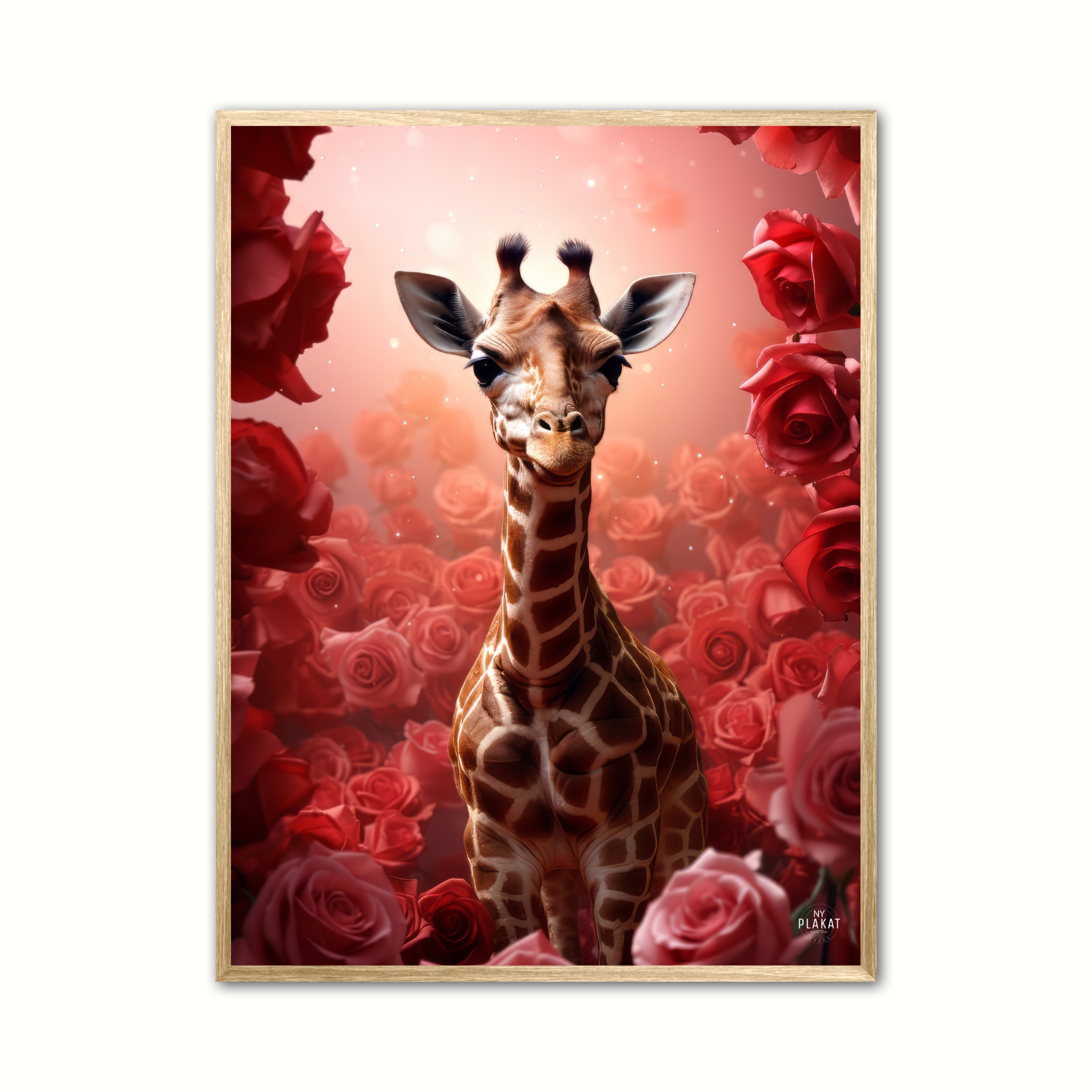 Plakat Med Giraffens Rde Rosesymfoni Giraf Plakat - Ny Plakat Plakater