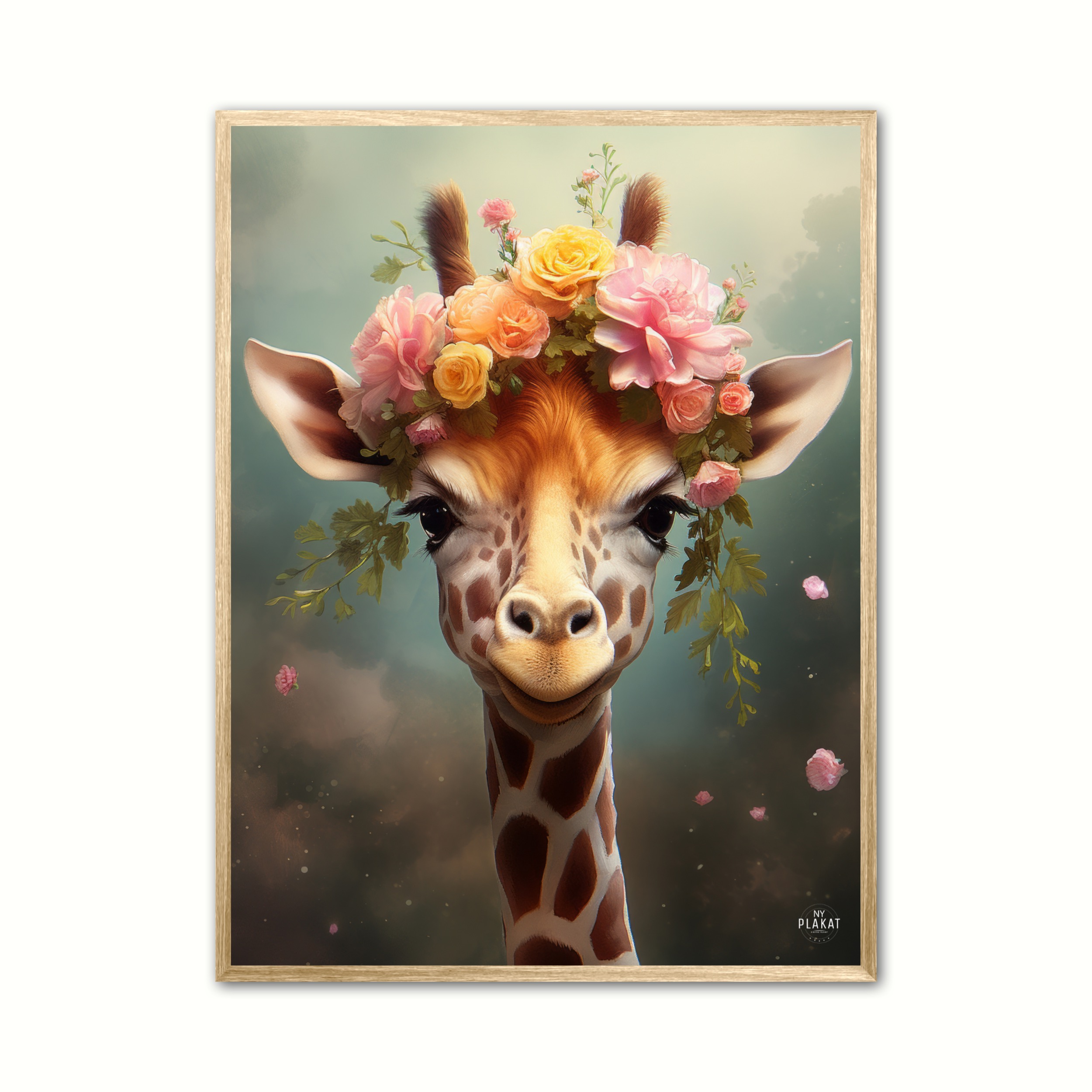 Plakat Med Giraffens Eventyr Blomsterland Giraf Plakat - Ny Plakat Plakater