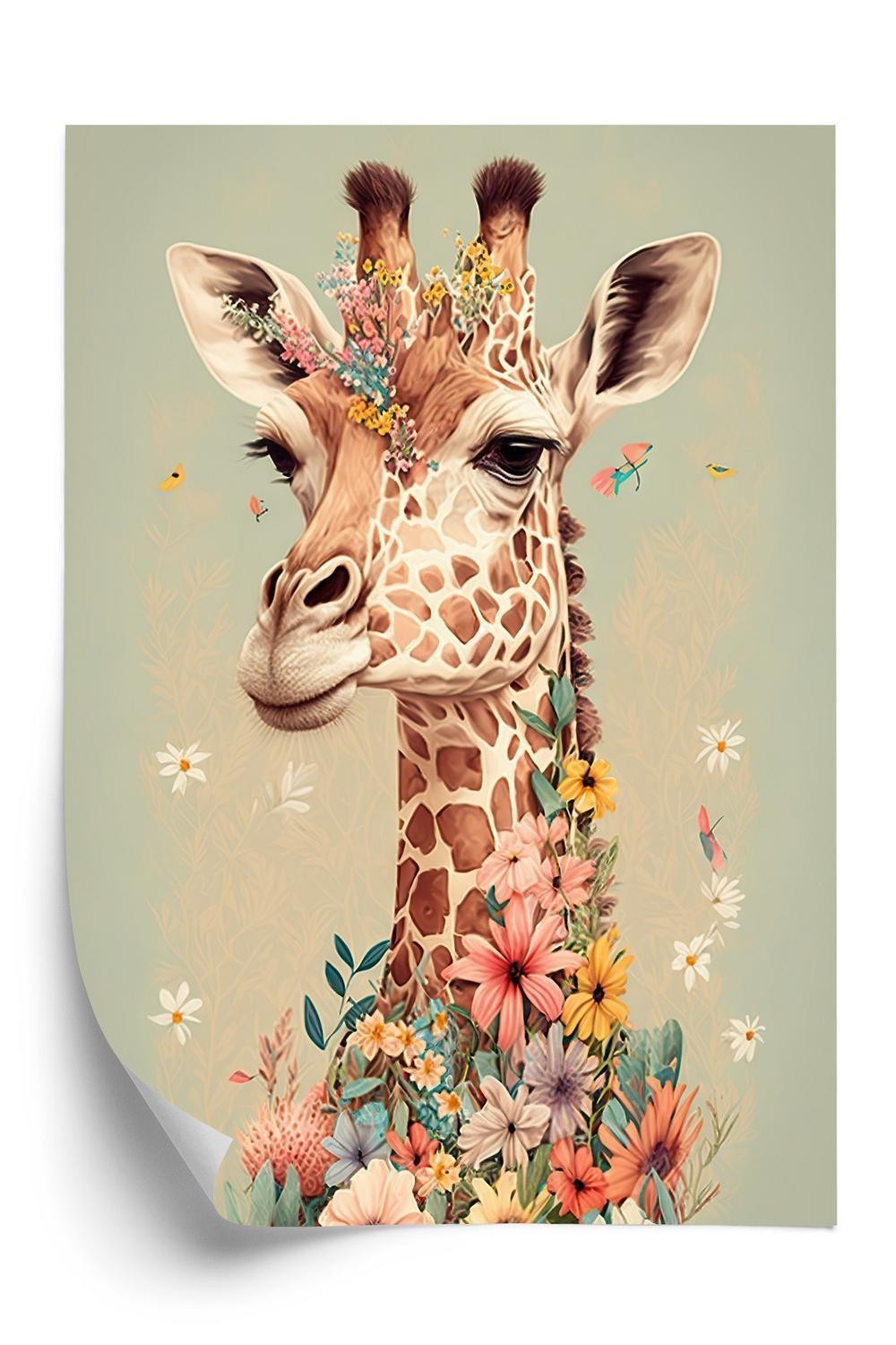 Plakat Giraf Blomster - Doboxa Plakater