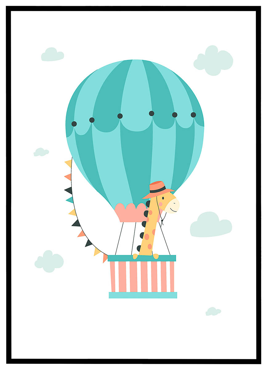 Plakat Giraf Luftballon - Plakater