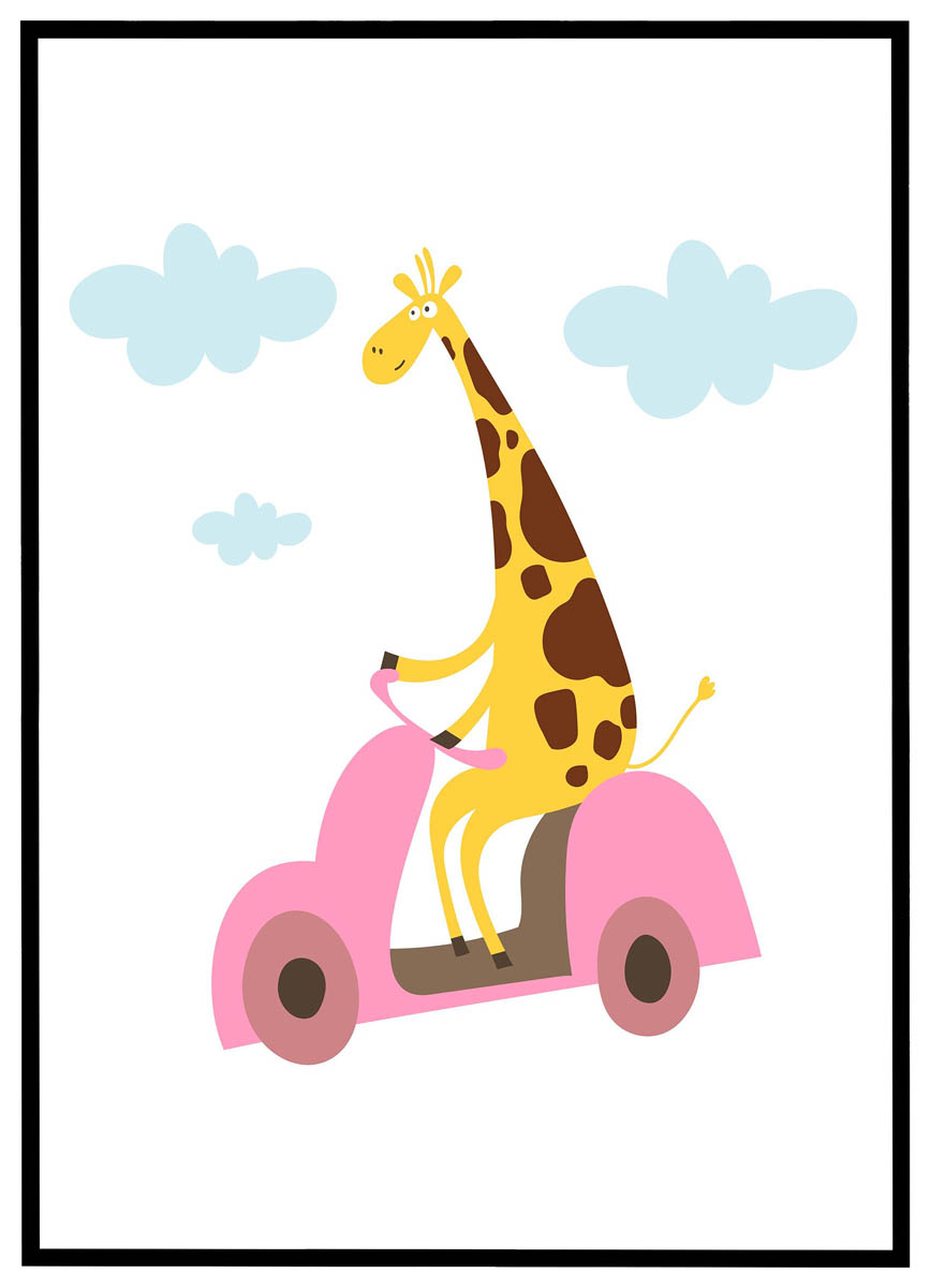 Plakat Giraf Scooter - Plakater