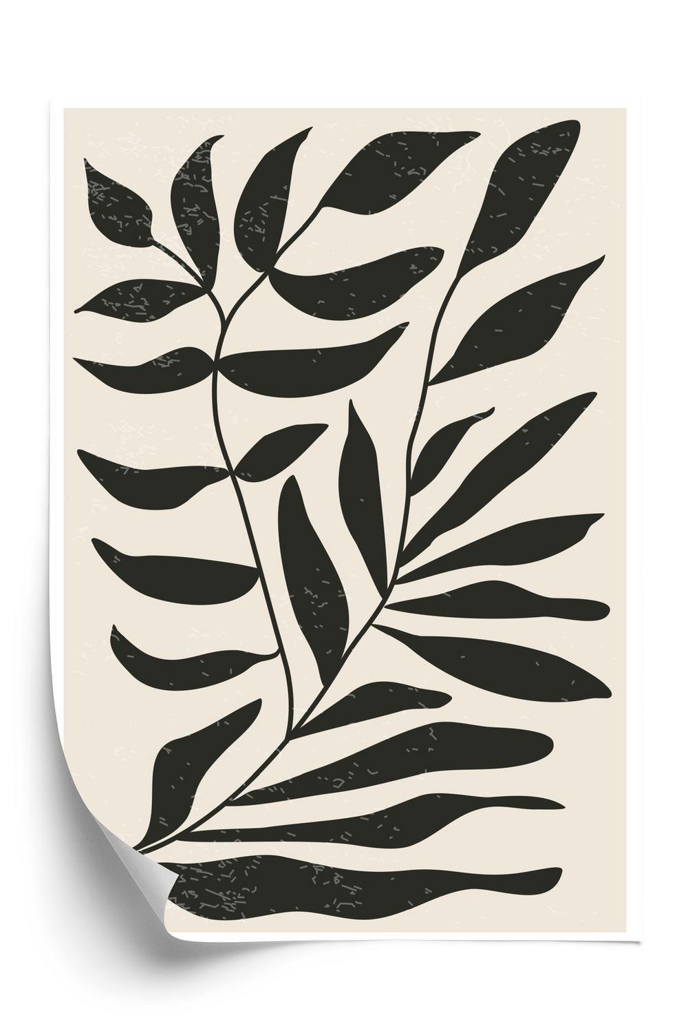 Plakat Grafik Med Sorte Blade Inspireret Matisse - Doboxa Plakater