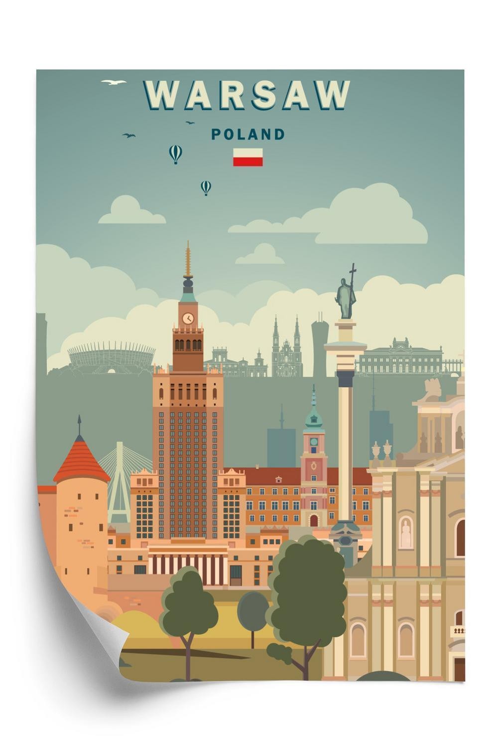 Plakat Illustration Arkitektur Polens Hovedstad - Doboxa Plakater