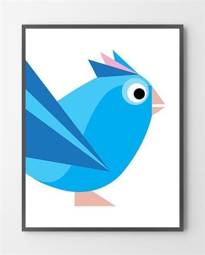 Plakat Illustration Birdy Blå 30x40 - Bylux Plakater