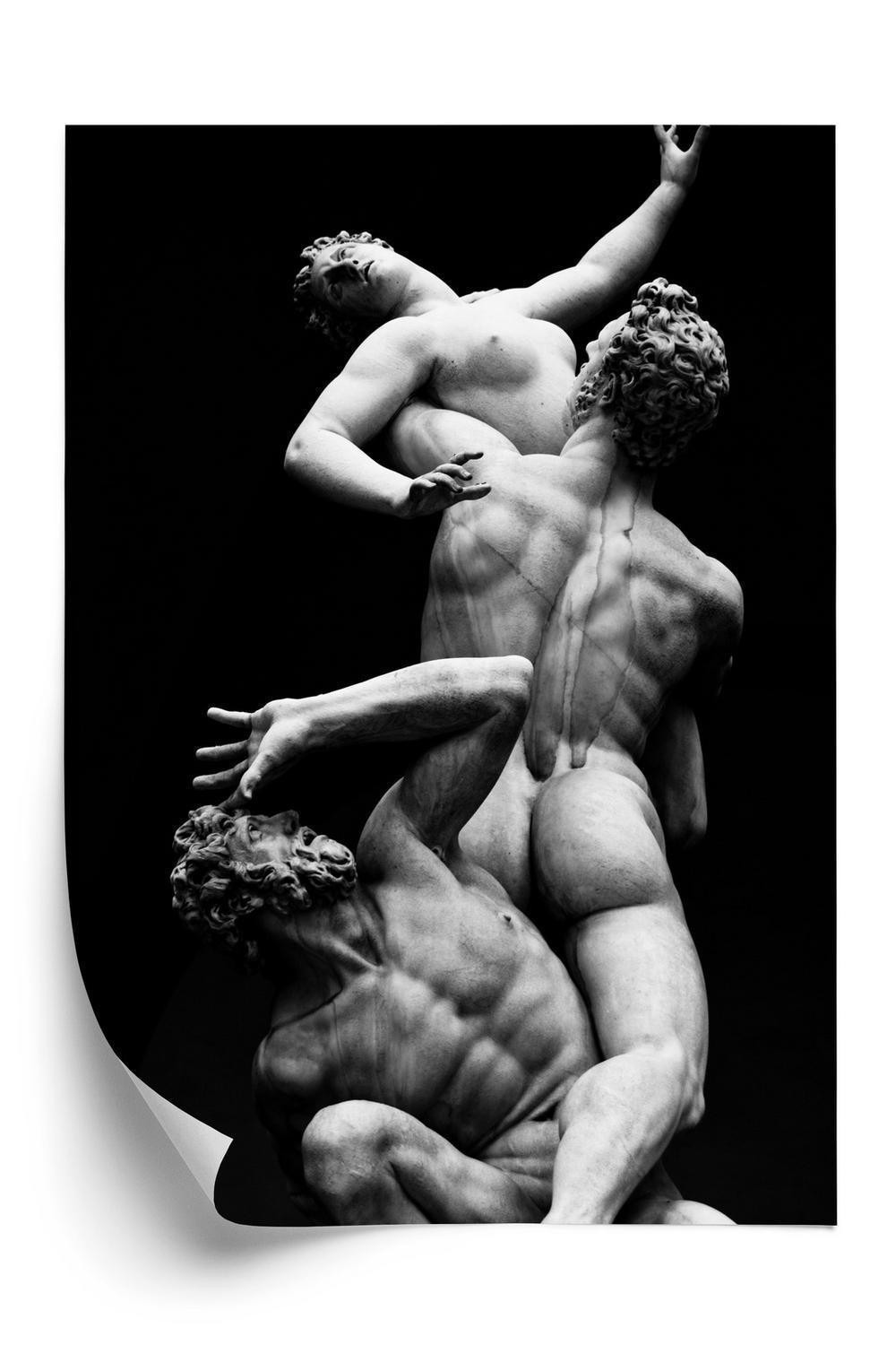 Sort Plakat Italienske Statuer Baggrund - Doboxa Plakater