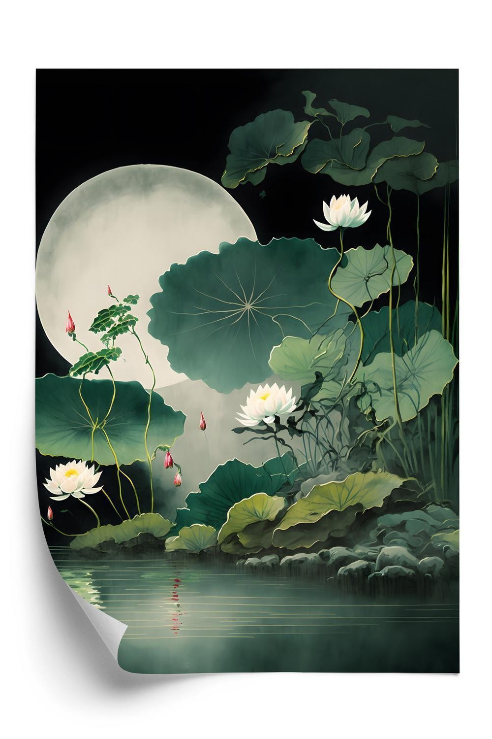Plakat Japanske Lotus Blomster Blade - Doboxa Plakater