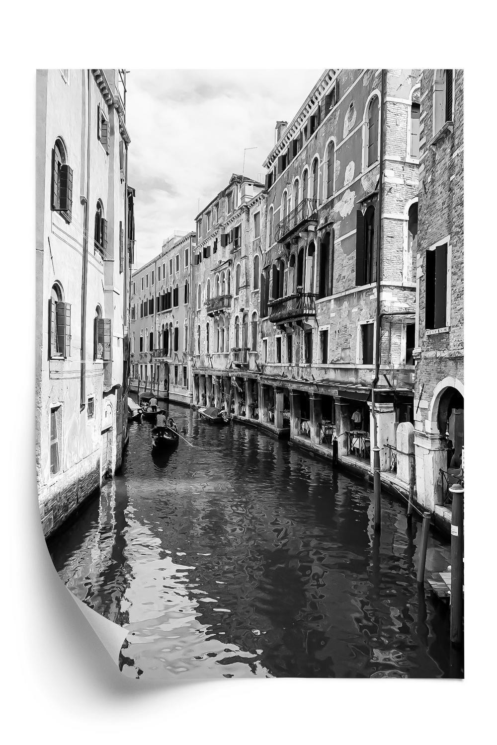 Hvid Plakat Kanal Venedig Sort - Doboxa Plakater