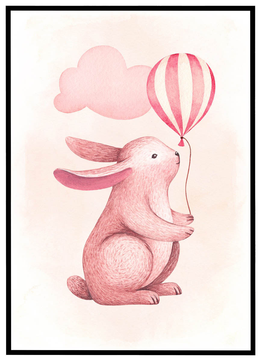 Plakat Kanin Med Ballon - Plakater