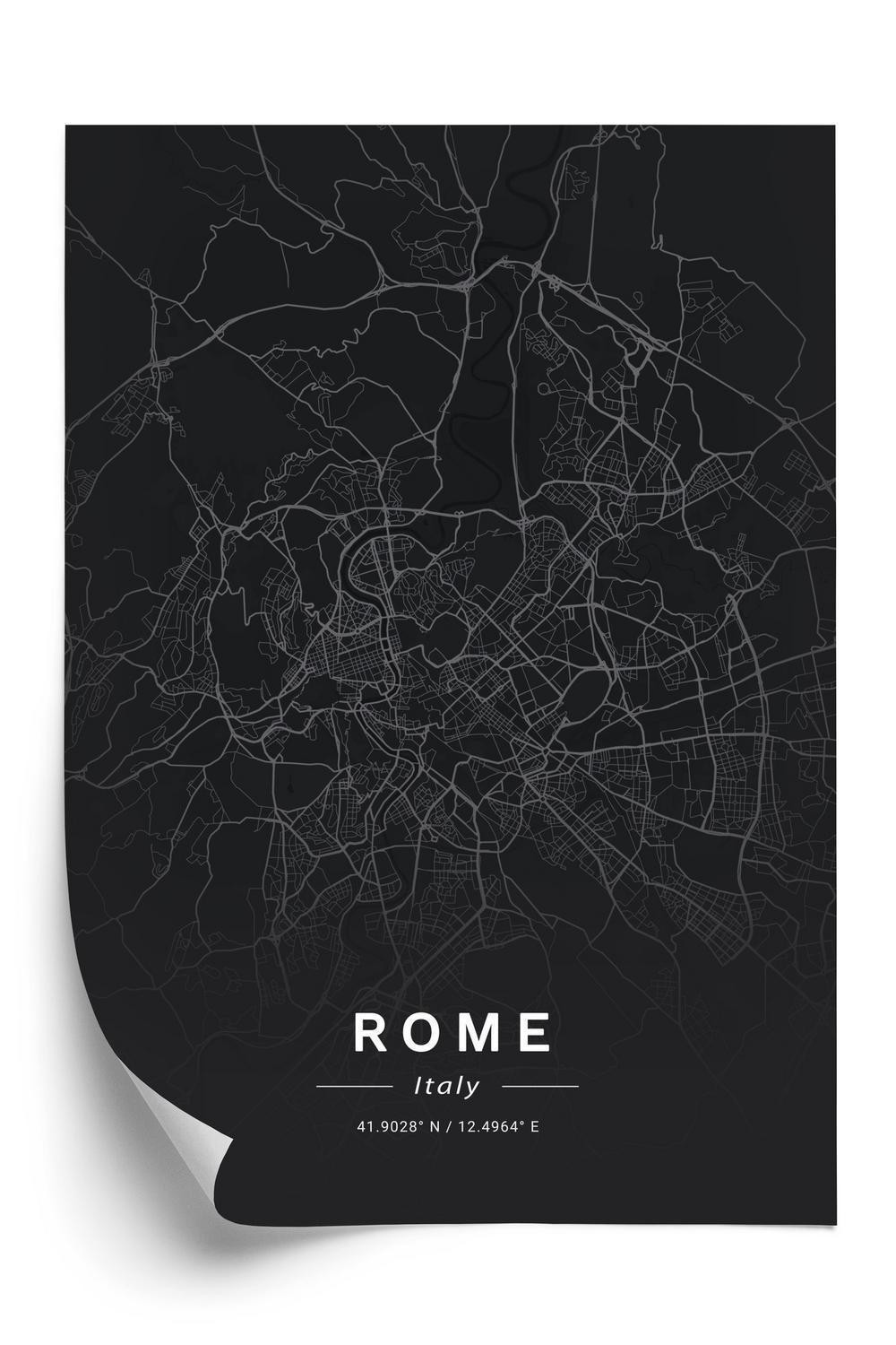 Plakat Kort Over Rom Minimalistisk Stil - Doboxa Plakater