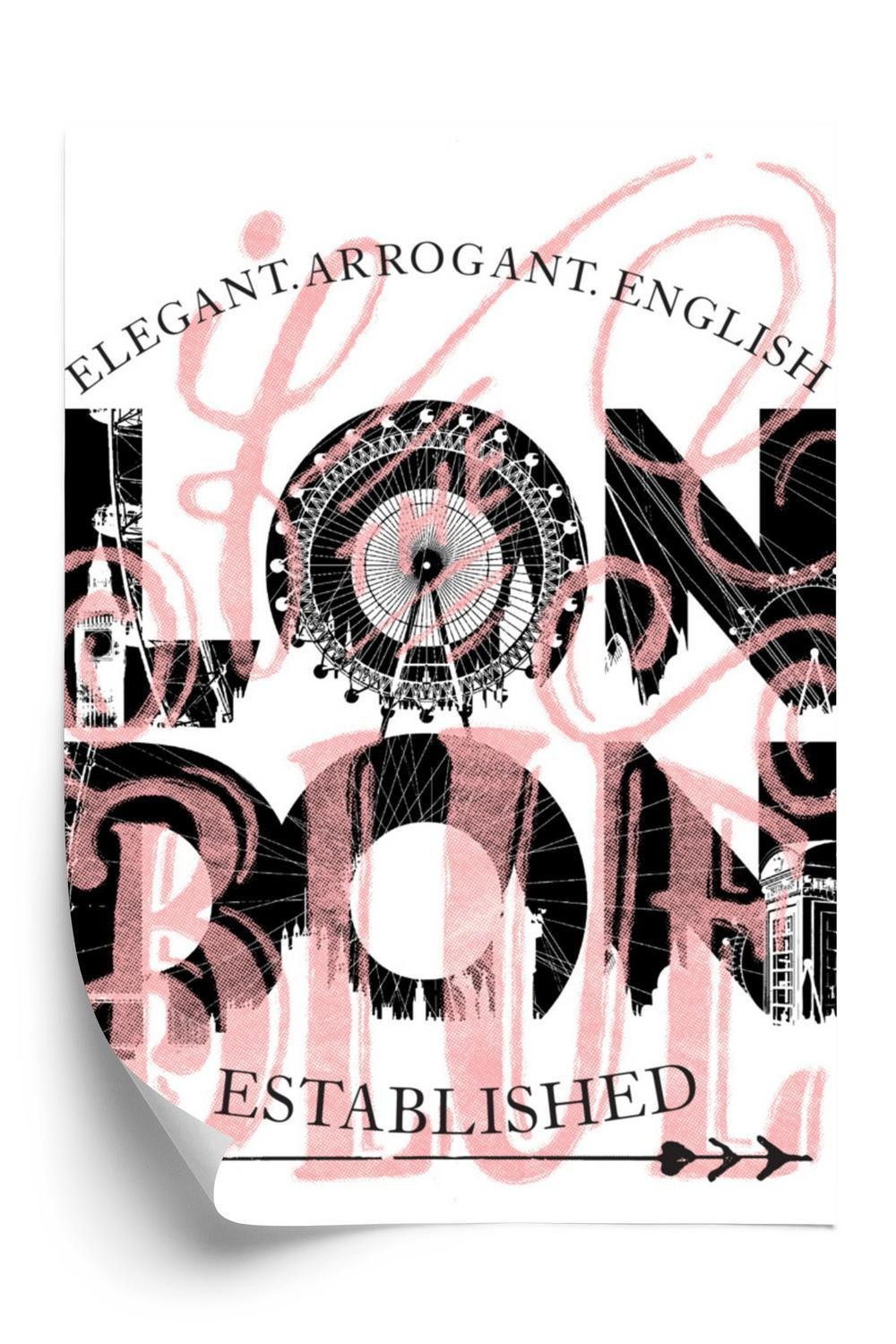 Hvid Plakat London Typografi Baggrund - Doboxa Plakater