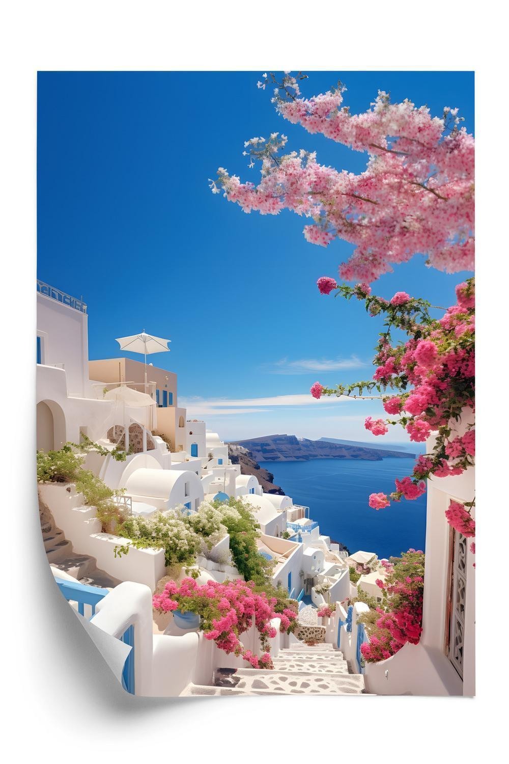 Plakat Malerisk Udsigt Over Santorini Med Det Blå Hav - Doboxa Plakater
