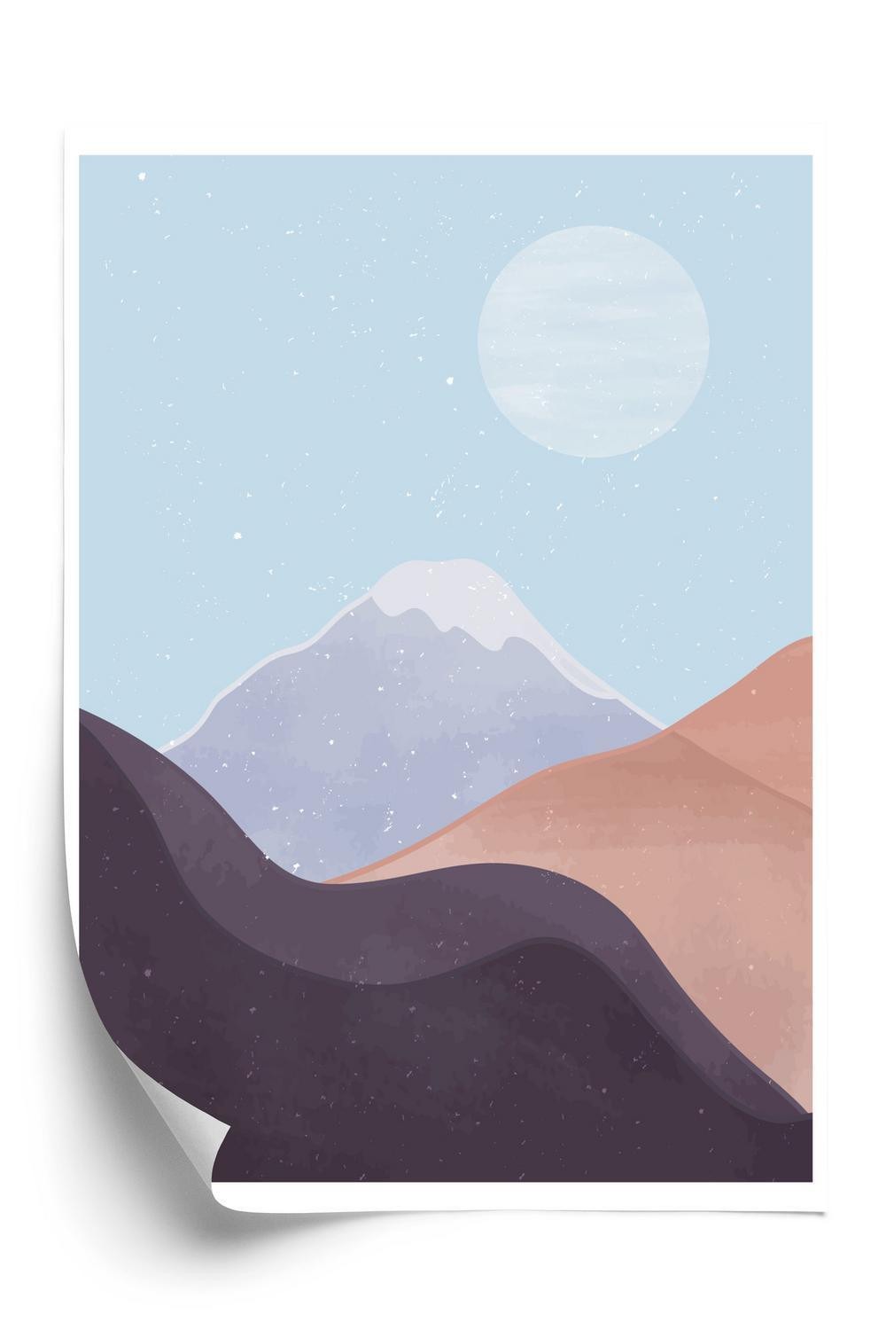 Plakat Minimalistisk Geometrisk Bjerglandskab - Doboxa Plakater