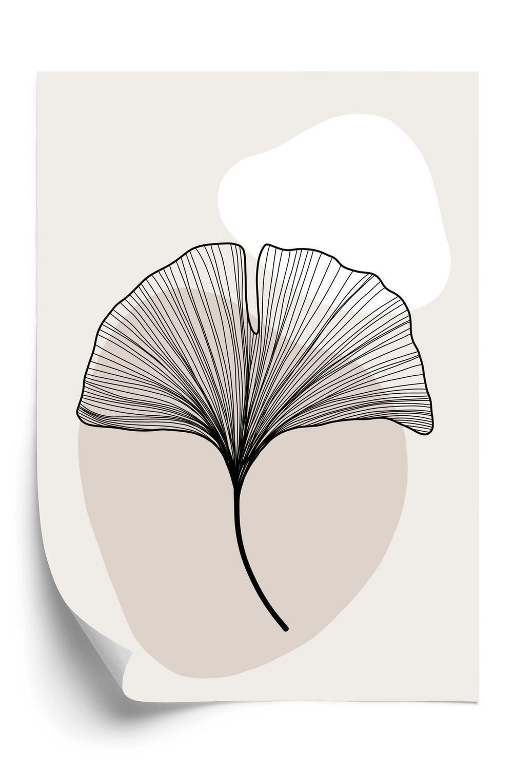 Plakat Minimalistisk Ginkgo Blad - Doboxa Plakater