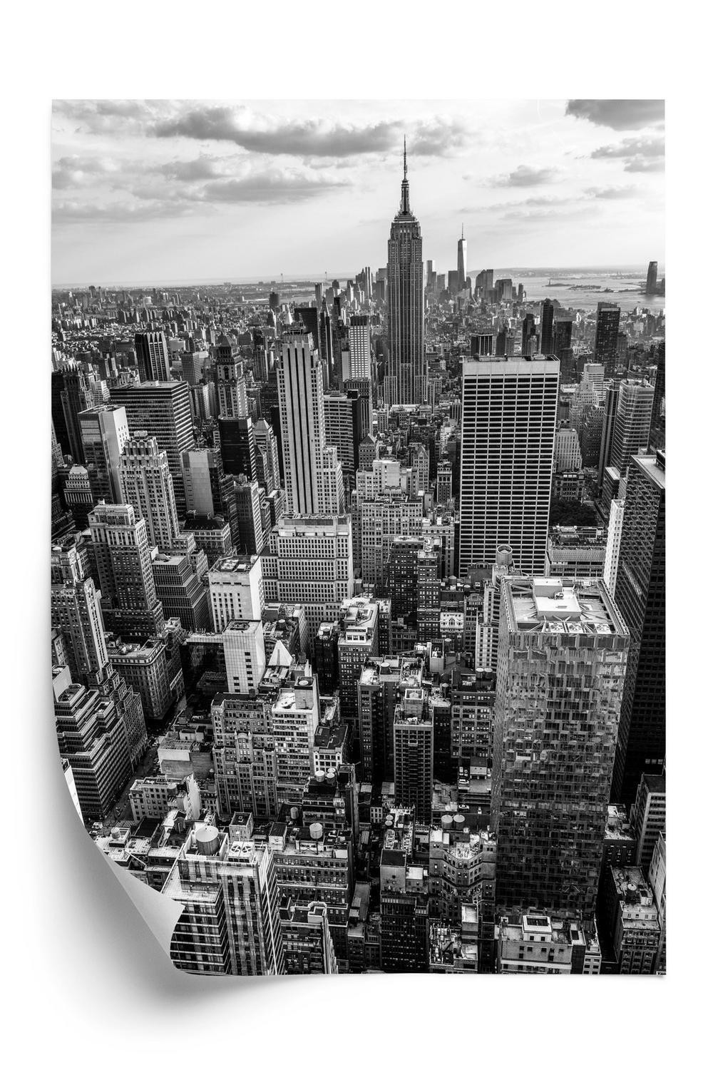 Hvid Plakat New York Sort Udsigt Over Skyskrabere - Doboxa Plakater