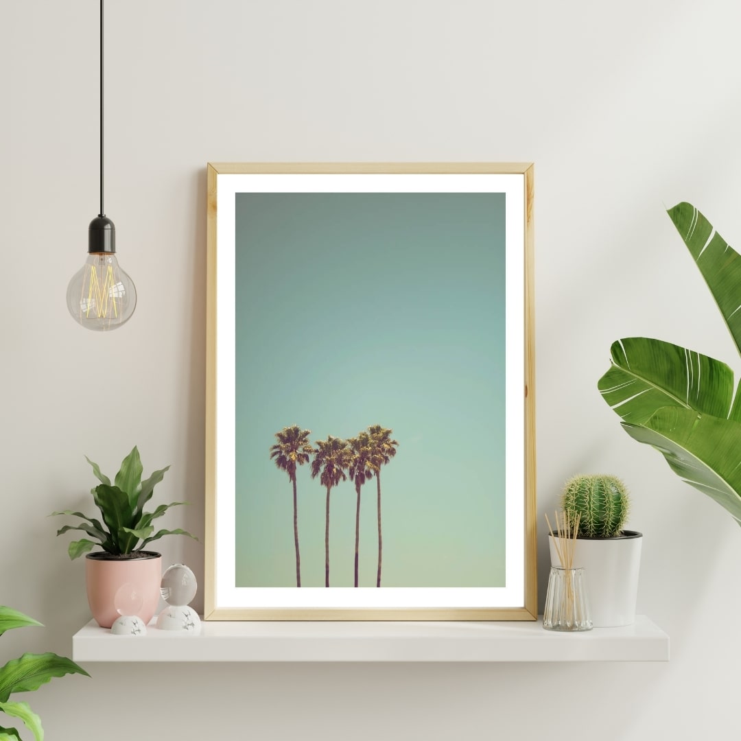 Grøn Plakat Palmer Under Blå Himmel - Plakater