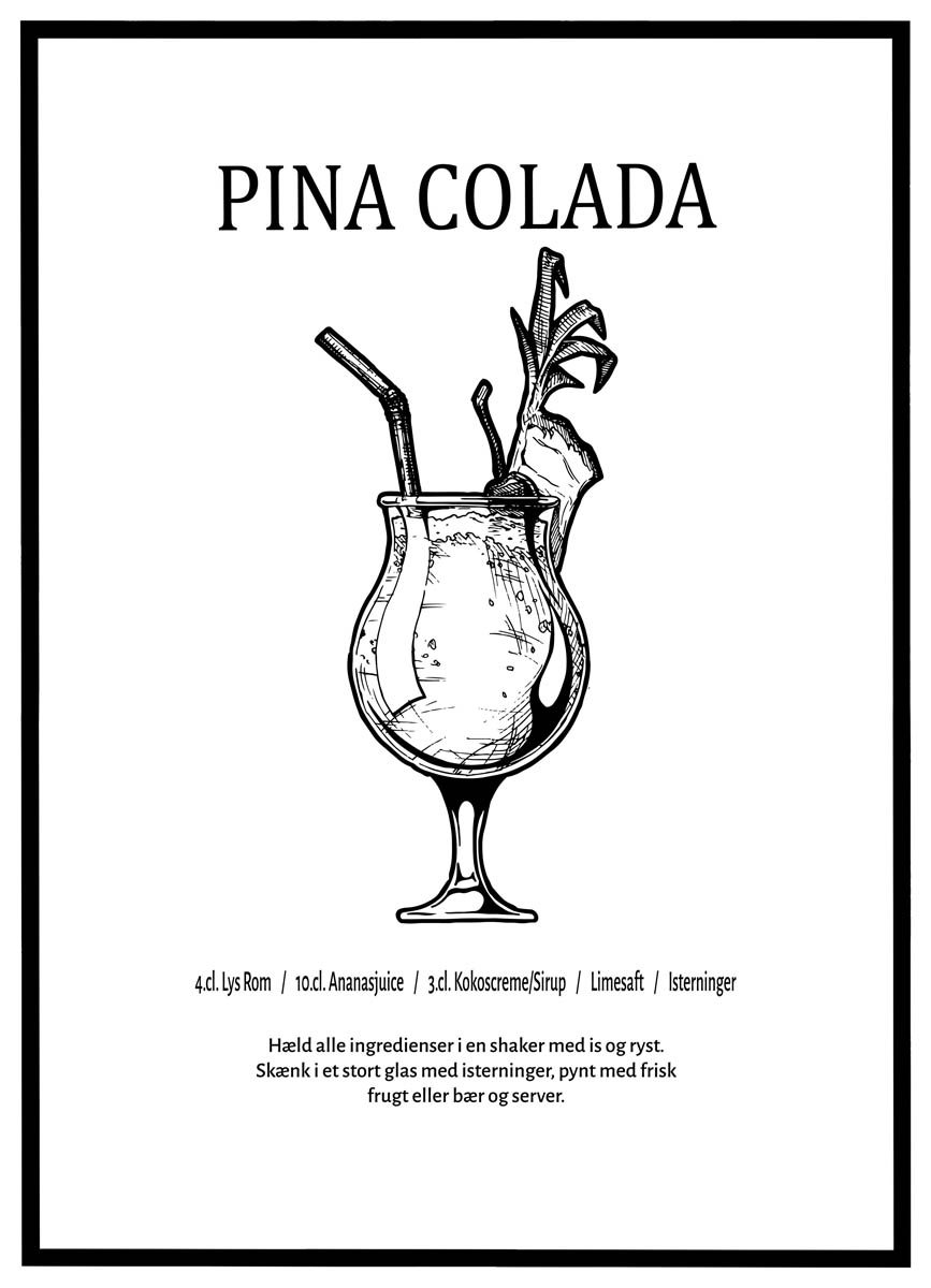 Plakat Pina Colada Opskrift - Plakater