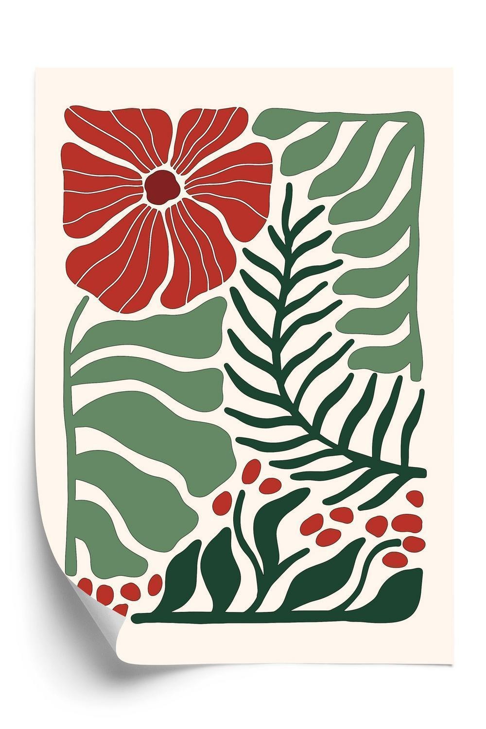 Plakat Retro Planter Røde Blomster - Doboxa Plakater